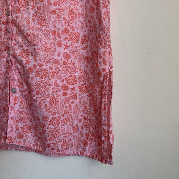 Sigrid Olsen 100% Linen Shirt Dress Women Med Resort Beach Button Up Seashells - Picture 2 of 11